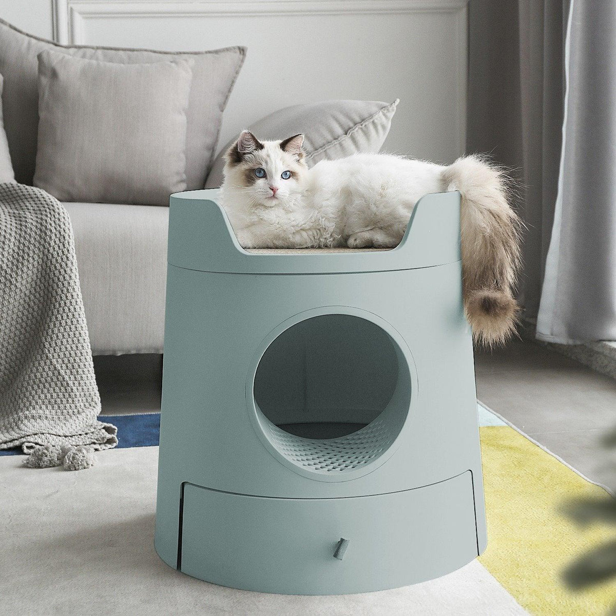 XL Castle 2-in-1 Semi-Closed Cat Litter Box with Scratch Basin