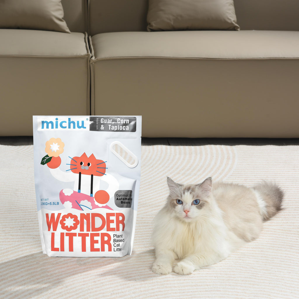 Michu Wonder Litter - Plant-Based & Automatic-Box Friendly 5.5lb/88oz