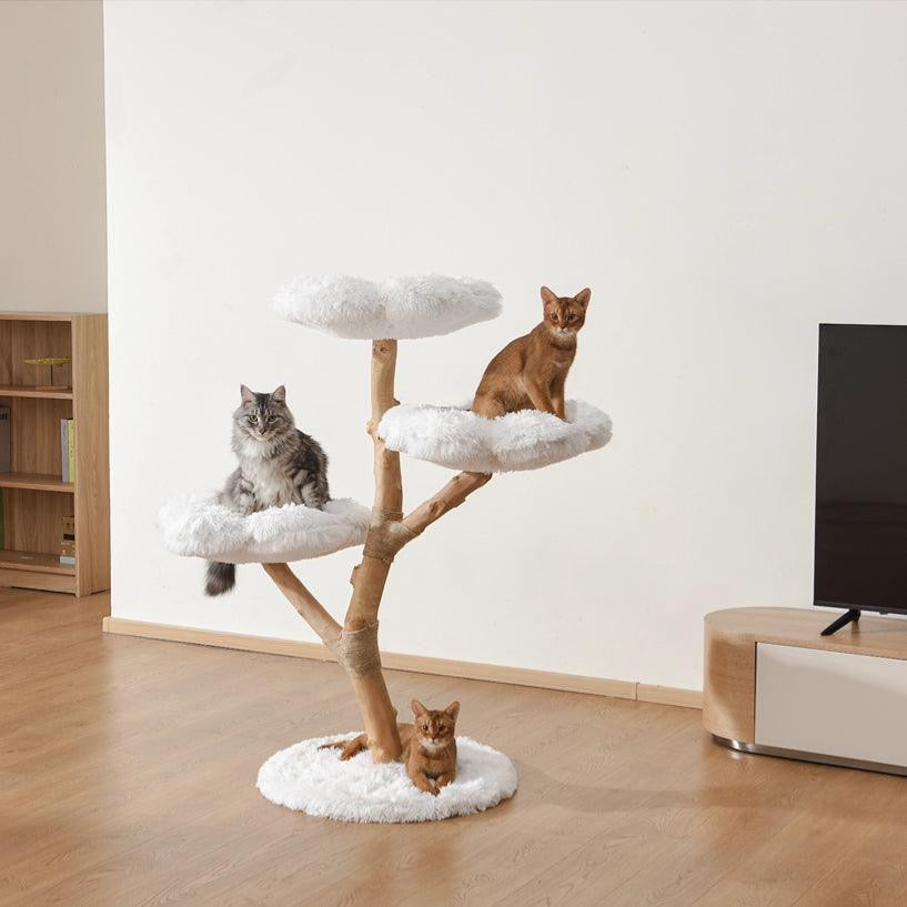 Michu Fluffy Blossom Real Wooden Cat Tree - Premium Quality & Stylish Cat Furniture - Extra Large