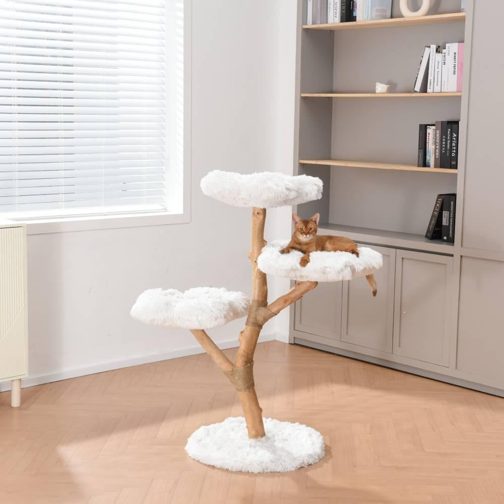 Michu Fluffy Blossom Real Wooden Cat Tree - Premium Quality & Stylish Cat Furniture - Extra Large