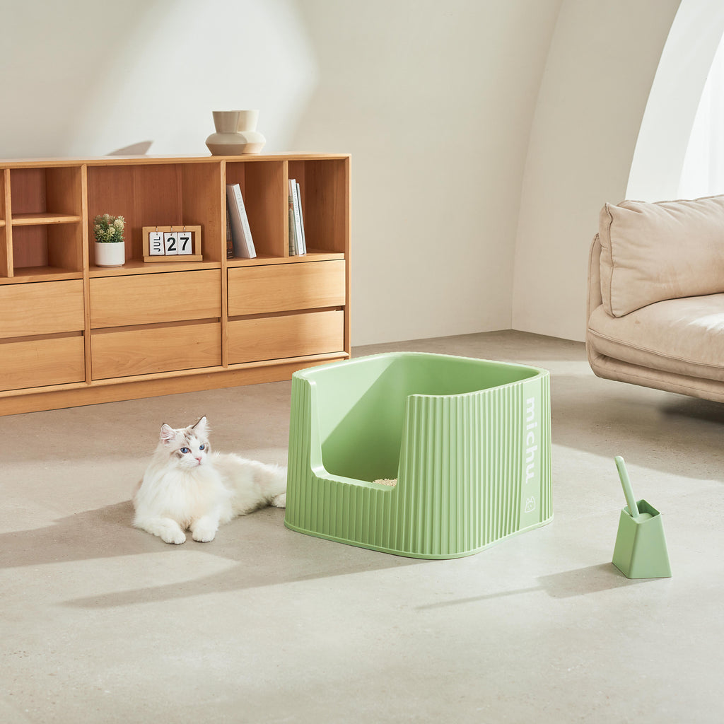 Michu XXL Sage Deluxe Cat Litter Box - Spacious Design