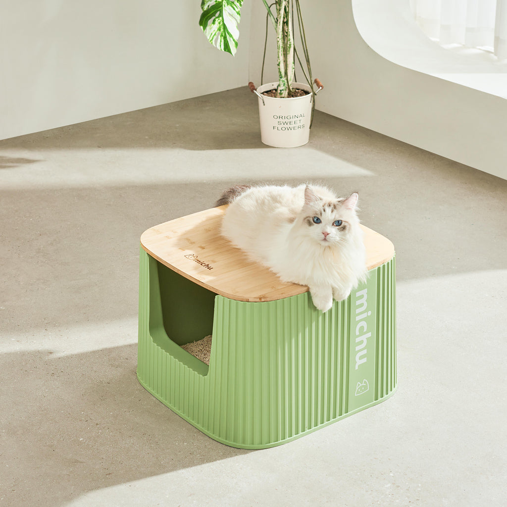 Michu XXL Sage Deluxe Cat Litter Box - Spacious Design