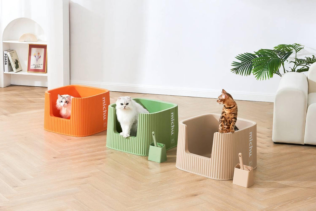 Michu XXL Coral, BoBa & Sage Deluxe Cat Litter Box - Spacious Design - MichuPet