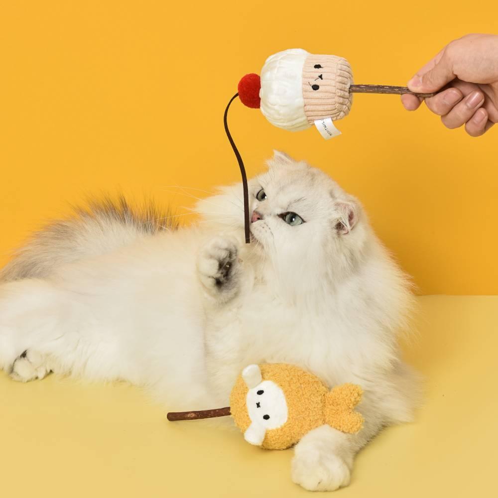 Michupet Happy Tempura Little Cupcake Silver Vine Stick Cat Toy - MichuPet