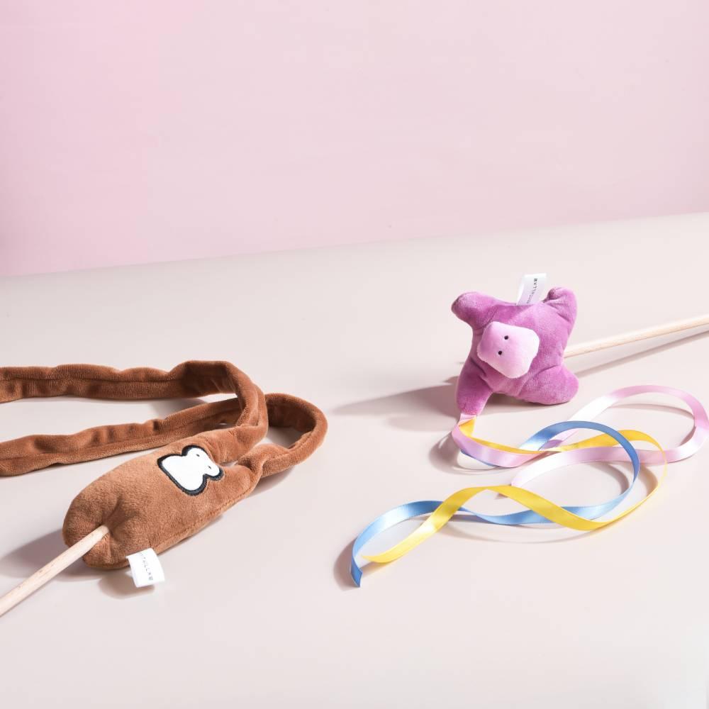 Michupet Natural Interactive Cat Wand - Safe Hunting Distance Cat Toys for Indoor Cats - MichuPet